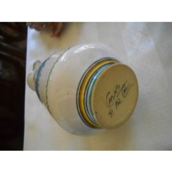 Casas P. AR. Cal Mexican Art Handmade Pottery Vinagre Vinegar Pitcher Signed - Picture 5 of 7